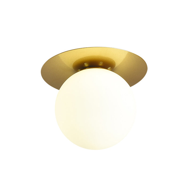 Spherical Semi Flush Light Fixtures 1 Light Glass Modern Flush Mount Ceiling Light Fixture for Hallway