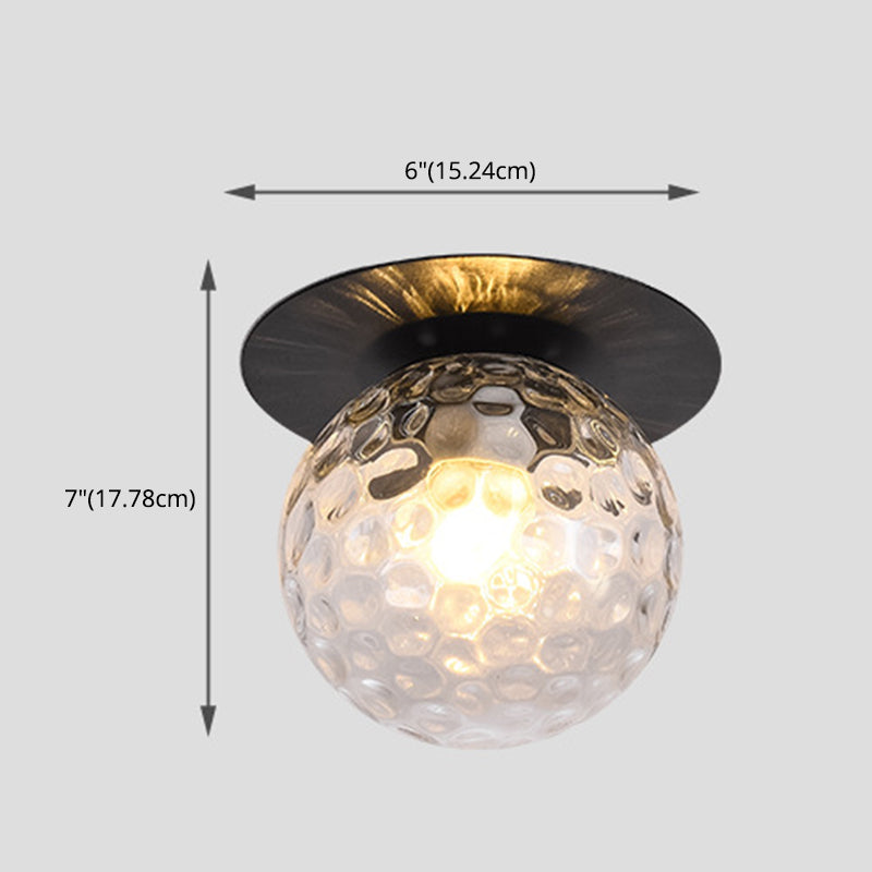 Spherical Semi Flush Light Fixtures 1 Light Glass Modern Flush Mount Ceiling Light Fixture for Hallway