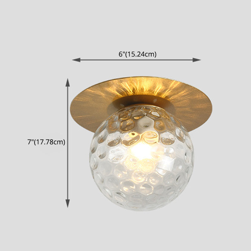 Luz de semi rascijada esférica 1 lámpara de techo de montaje moderno de vidrio claro para el pasillo