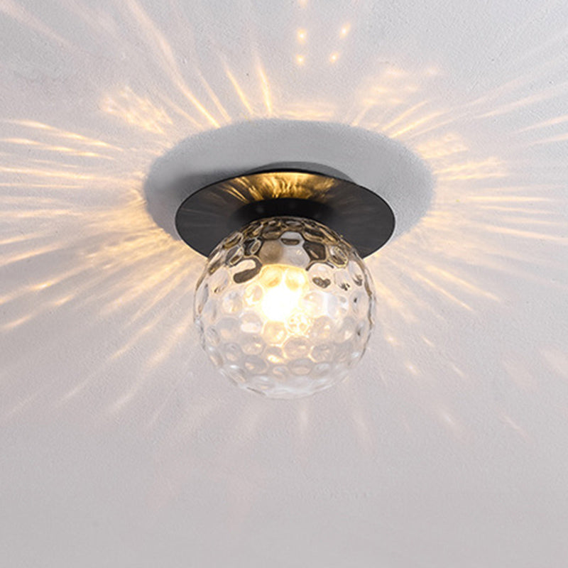 Spherical Semi Flush Light Fixtures 1 Light Glass Modern Flush Mount Ceiling Light Fixture for Hallway