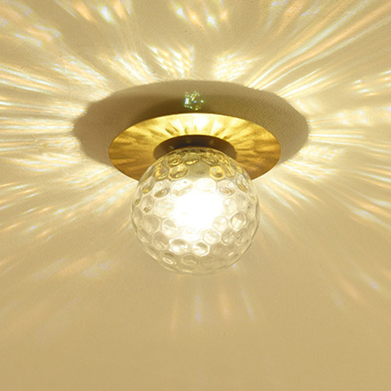 Spherical Semi Flush Light Fixtures 1 Light Glass Modern Flush Mount Ceiling Light Fixture for Hallway