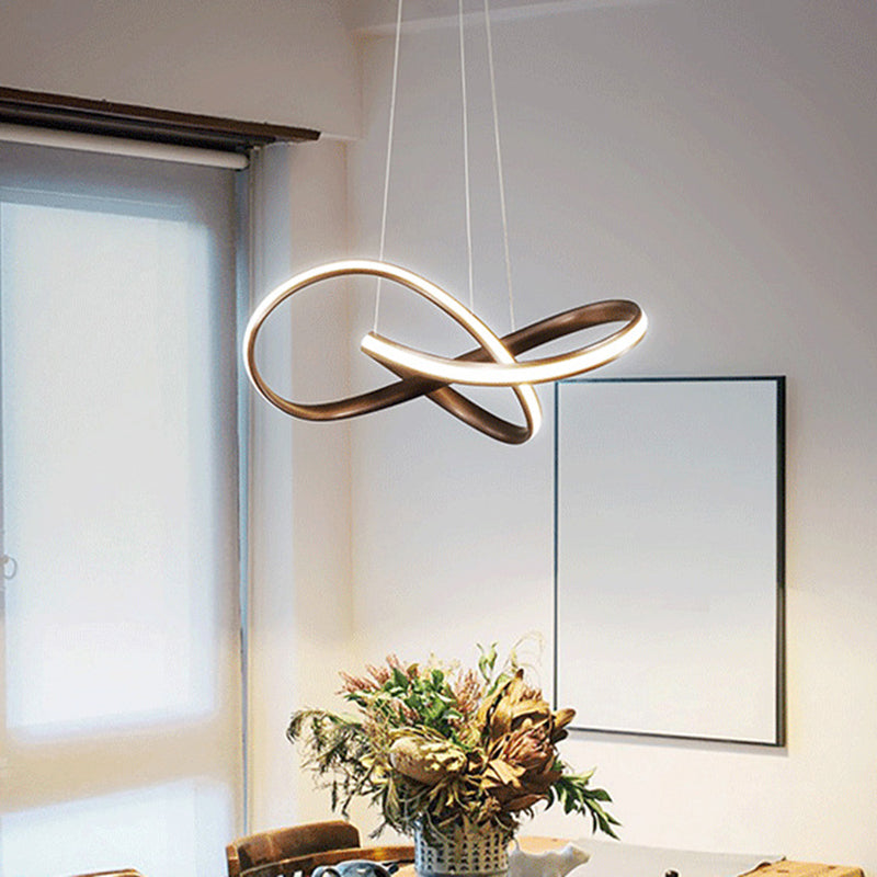 Spiral Suspended Lighting Fixture Minimalist LED Metal Ceiling Pendant Light for Dinning Room