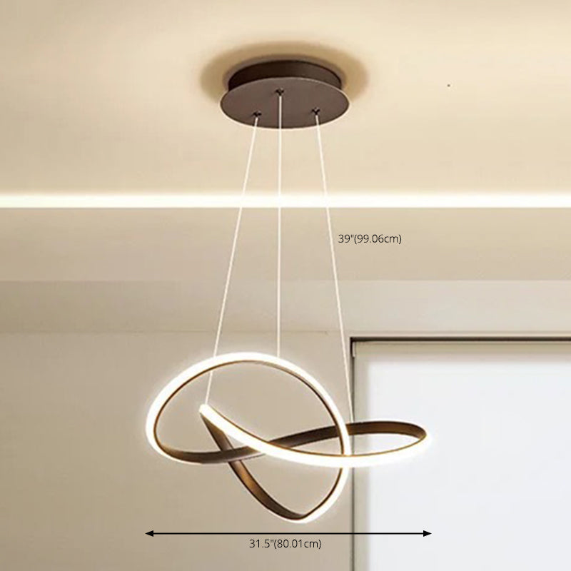 Spiral Suspended Lighting Fixture Minimalist LED Metal Ceiling Pendant Light for Dinning Room