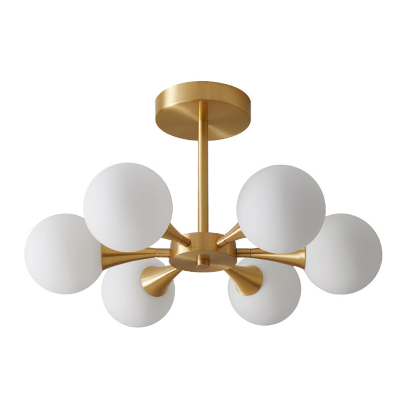 Cream Globe-Shaped Ceiling Chandelier Minimalism Glass Chandelier Lighting Fixture