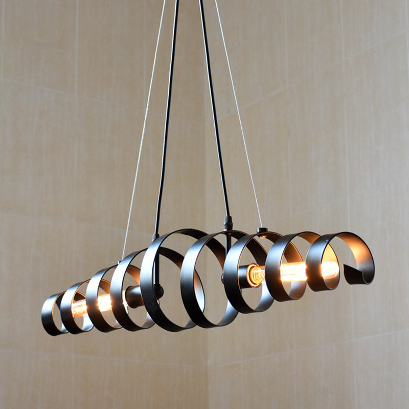 2 leichter federnförmige Metallsuspension Licht Retro Retro Industrial Style Spiral Kronleuchterlampe für Bar Cafe Shop