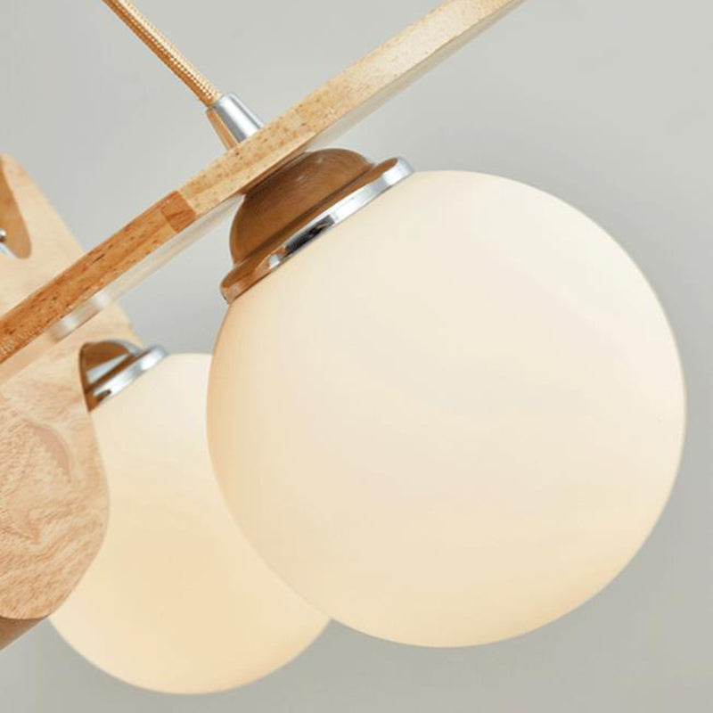 Lumineur en forme d'avion en bois massif Lumière 3-Light White White Grosted Ball Ball Shade Lighting For Salle pour enfants