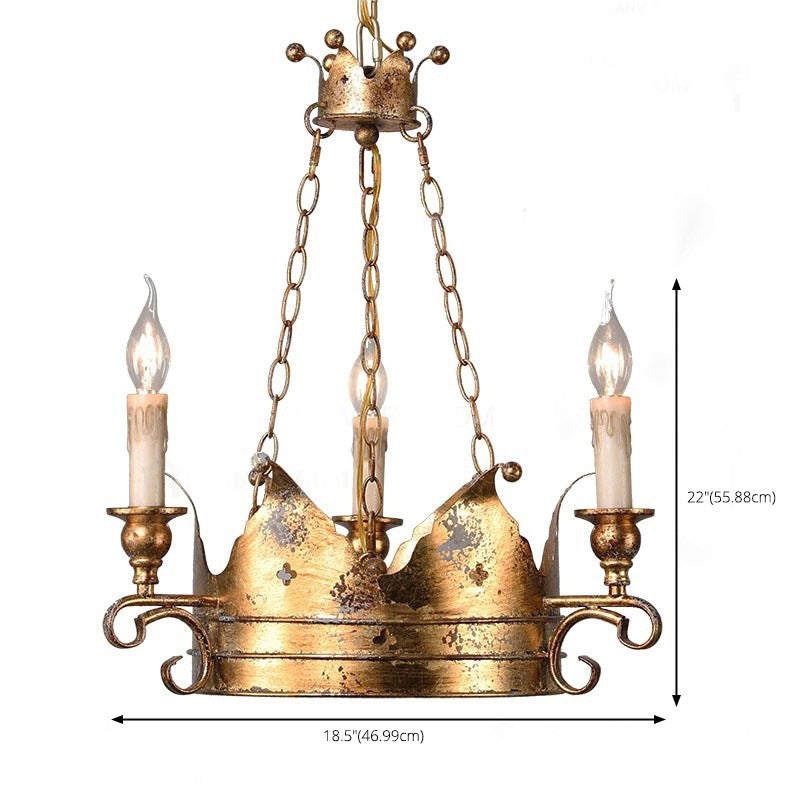 Vintage Rost Crown Suspension Kronleuchter Candlestick Form Lampe post industriellem Licht Anhänger in Gold für Esszimmer