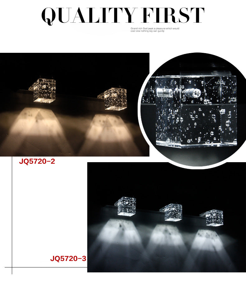 Square Vanity Mirror Lights Modern Minimalist Style Crystal Vanity Light