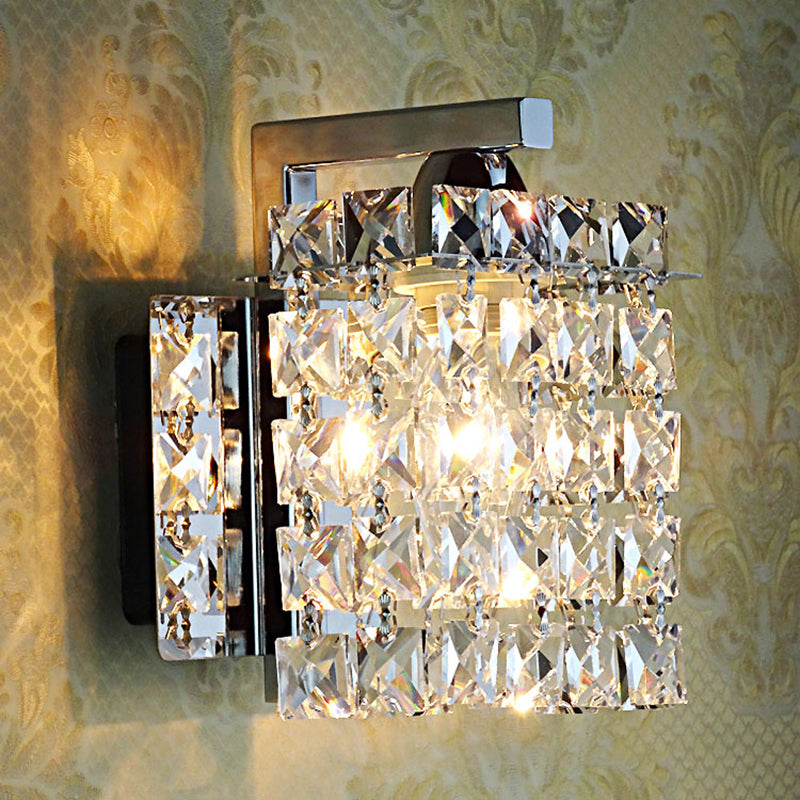 Square Vanity Mirror Lights Modern Minimalist Style Crystal Single Vanity Light