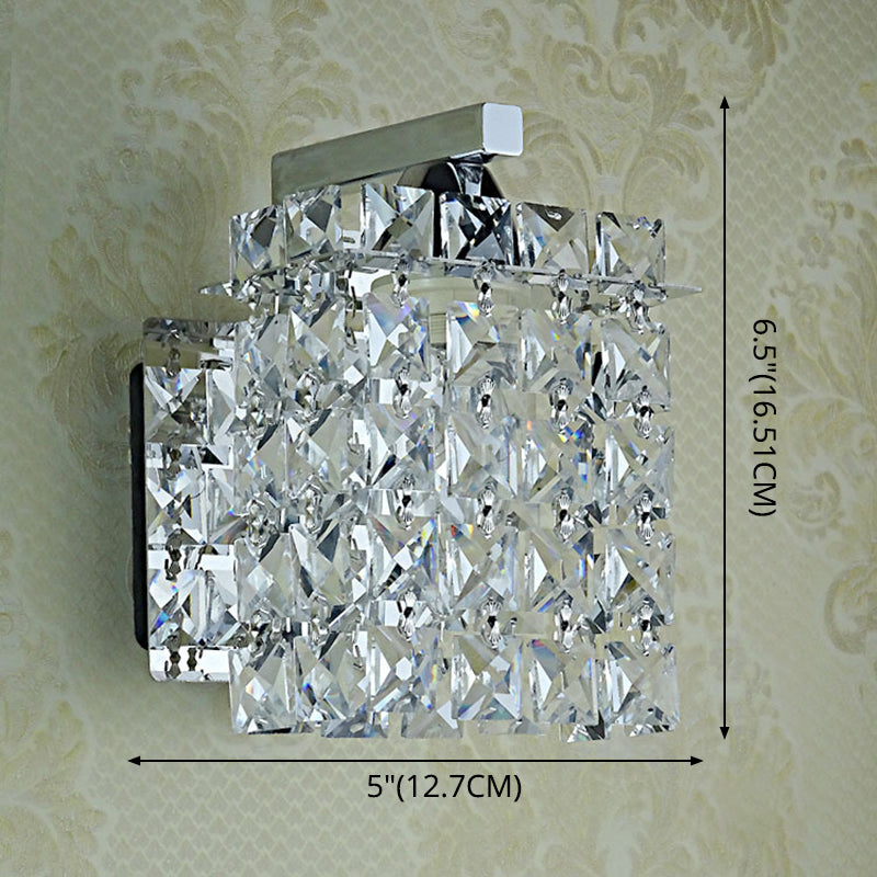 Square Vanity Mirror Lights Modern Minimalist Style Crystal Single Vanity Light