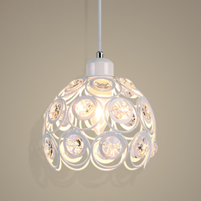 7 "Largeur de style contemporain mini cadre en métal de lampe suspendue avec luminaire d'éclairage en cristal d'éclairage