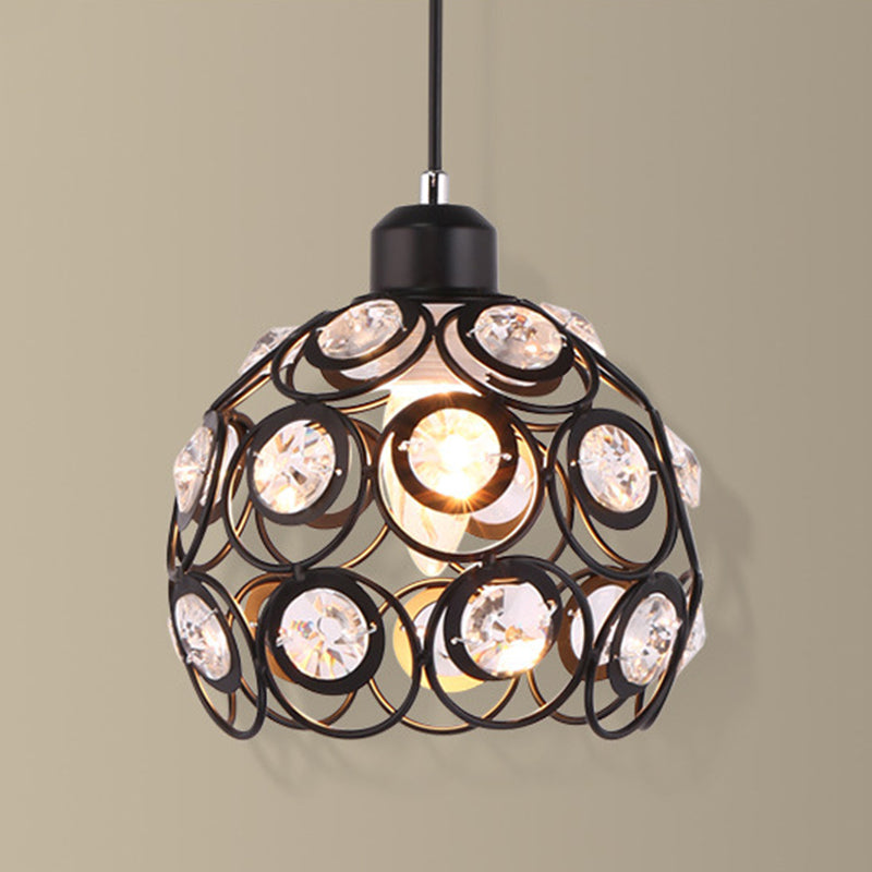 7 "Largeur de style contemporain mini cadre en métal de lampe suspendue avec luminaire d'éclairage en cristal d'éclairage