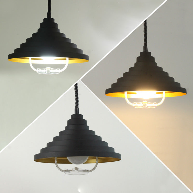 Aluminium piramide vorm hangend licht verstelbare veerophanging draad hanger lamp met handgreepstroomschakelaar