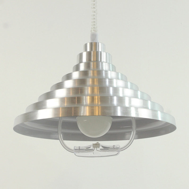 Aluminum Pyramid Shape Hanging Light Adjustable Spring Suspension Wire Pendant Lamp with Handle Power Switch