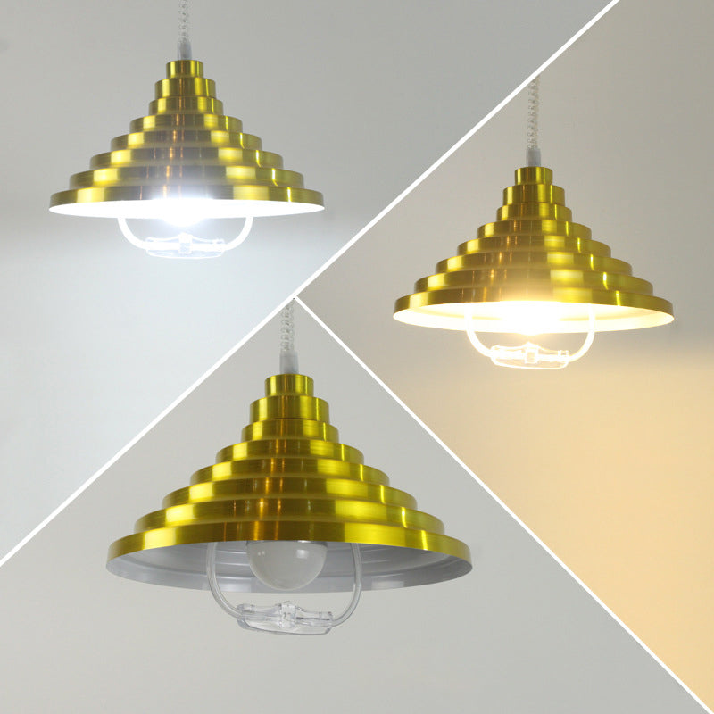 Aluminium piramide vorm hangend licht verstelbare veerophanging draad hanger lamp met handgreepstroomschakelaar