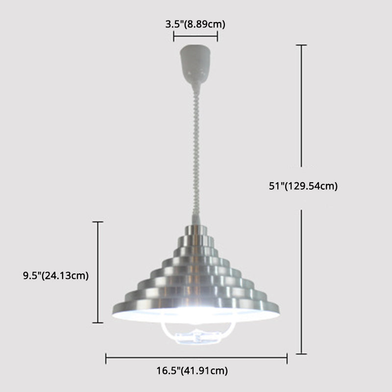 Aluminium piramide vorm hangend licht verstelbare veerophanging draad hanger lamp met handgreepstroomschakelaar