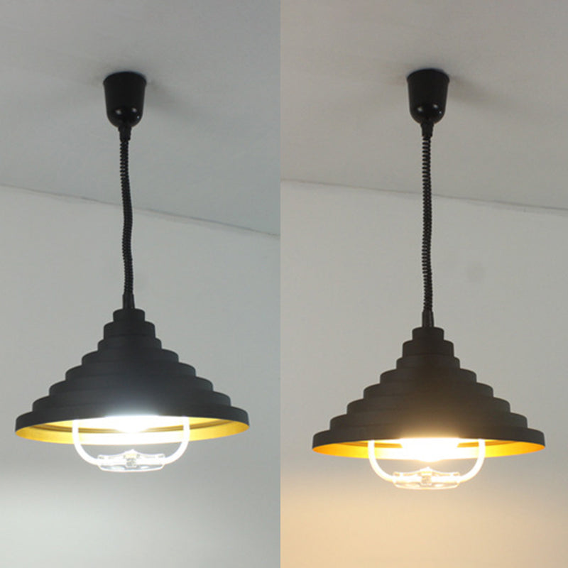 Aluminium piramide vorm hangend licht verstelbare veerophanging draad hanger lamp met handgreepstroomschakelaar