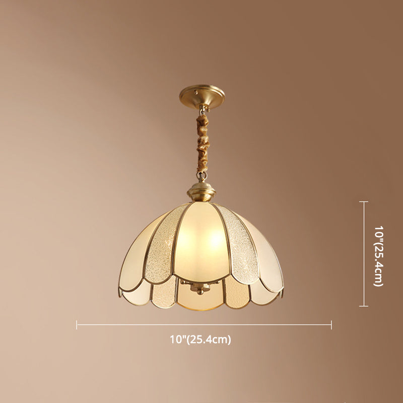 Dome Pendant Lighting Fixture Traditional Glass Dinning Room Hanging Ceiling Light in Brass