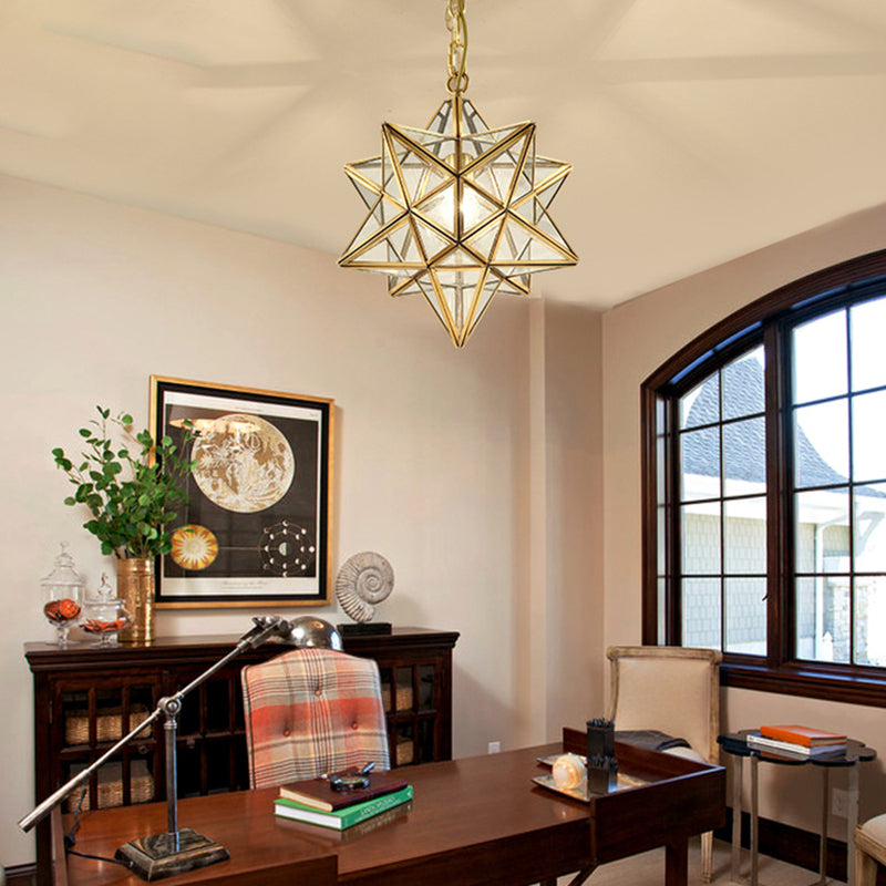 Sternglas Down Lighting Anhänger traditionelle Messinghänge Anhänger Licht für Wohnzimmer