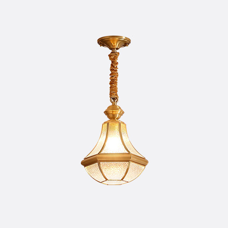 Beveled Dinning Room Pendant Lighting Fixture Glass Classic Style Hanging Ceiling Light in Brass