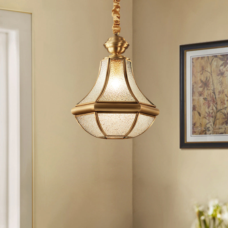 Beveled Dinning Room Pendant Lighting Fixture Glass Classic Style Hanging Ceiling Light in Brass