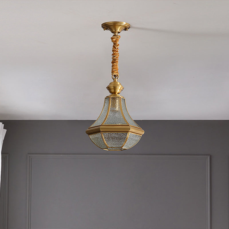 Beveled Dinning Room Pendant Lighting Fixture Glass Classic Style Hanging Ceiling Light in Brass