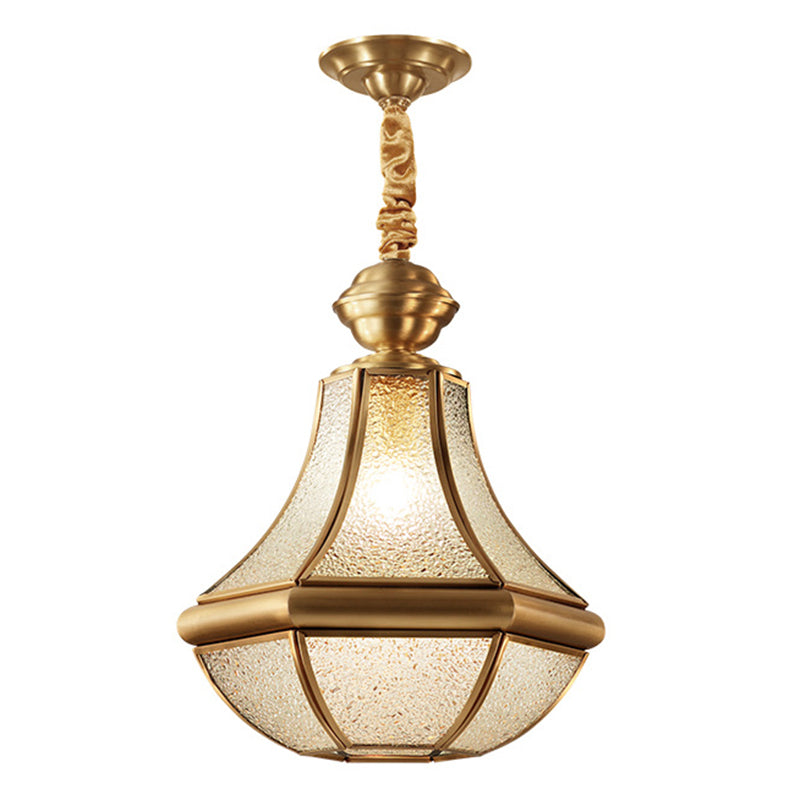 Beveled Dinning Room Pendant Lighting Fixture Glass Classic Style Hanging Ceiling Light in Brass