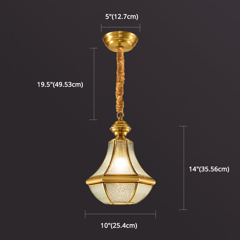 Beveled Dinning Room Pendant Lighting Fixture Glass Classic Style Hanging Ceiling Light in Brass