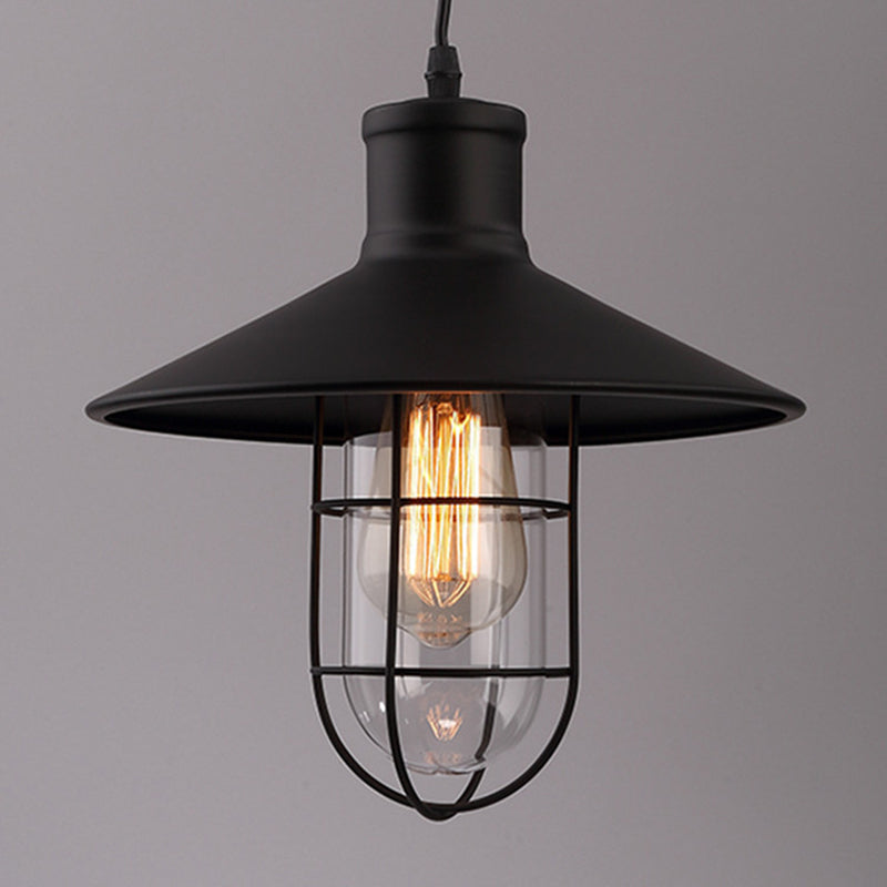 Metal Black Ceiling Pendant Light Cage Shade Industrial Style Suspended Lighting Fixture