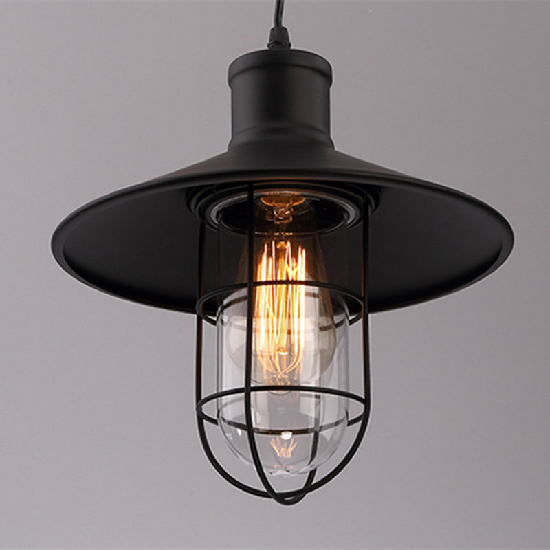 Metal Black Black Aiuto a sospensione Light Cage Shade Industrial Style Sospeded Lighting Freet