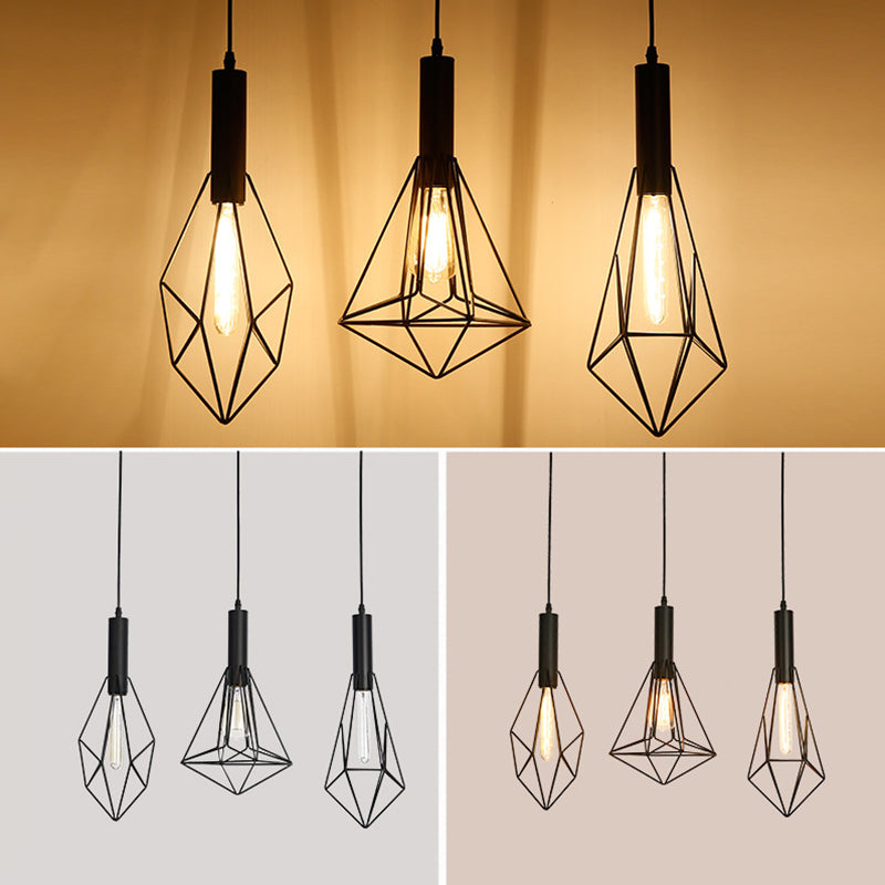 Industriële stijl geometrisch hangende lichtkit metaalhangend hanglamp in zwart