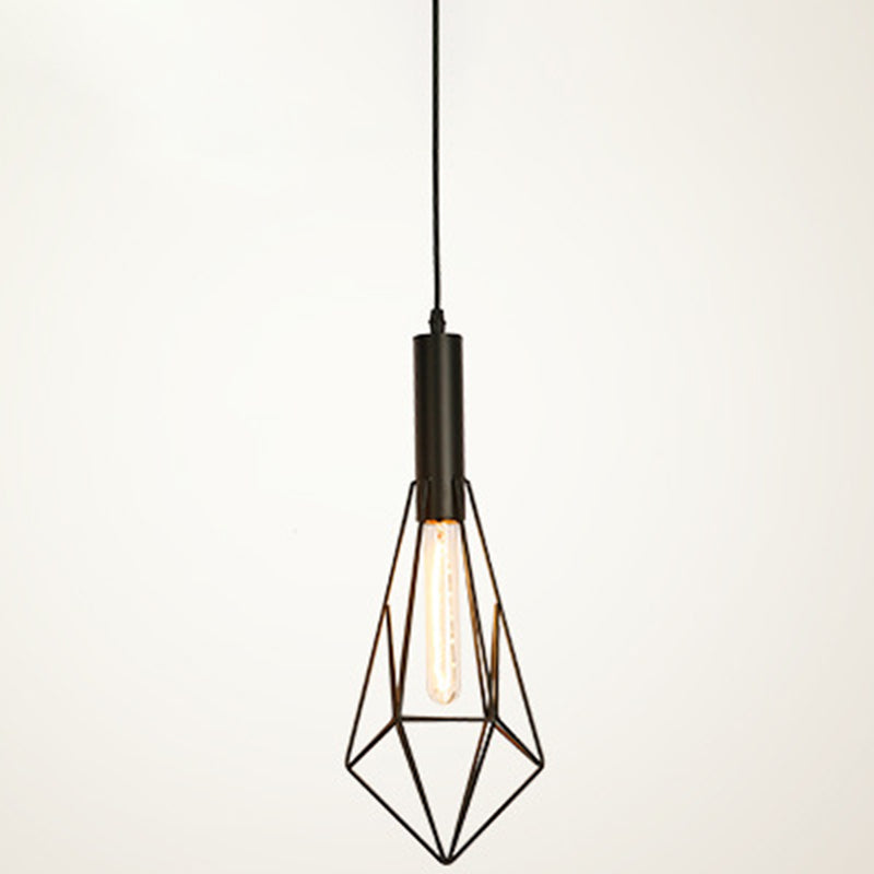 Industrial Style Geometric Hanging Light Kit Metal Hanging Pendant Light in Black