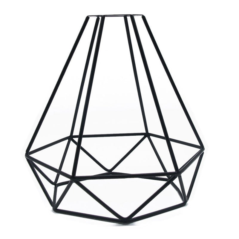 Ceiling Light Industrial Dinning Room Pendant Lamp with Diamond Cage Metal Shade in Black