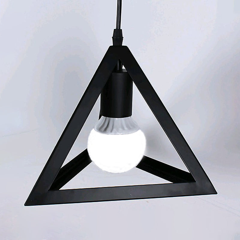 Metal Hanging Light Fixture Industrial Black Triangle Restaurant Pendant Ceiling Light