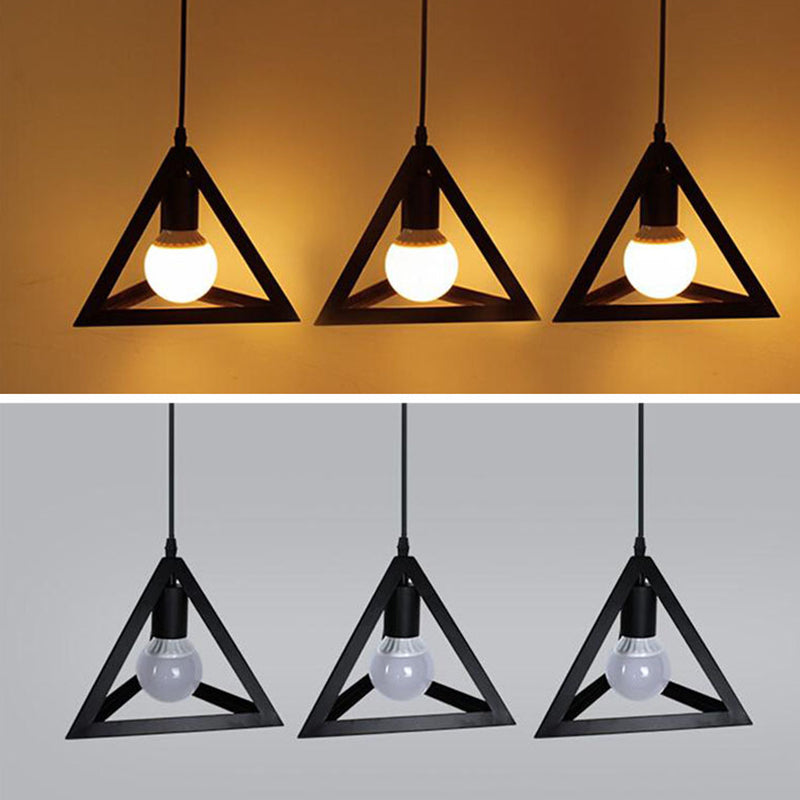 Lampada sospesa in metallo Industrial Triangle Black Restauranti a sospensione Luce del soffitto