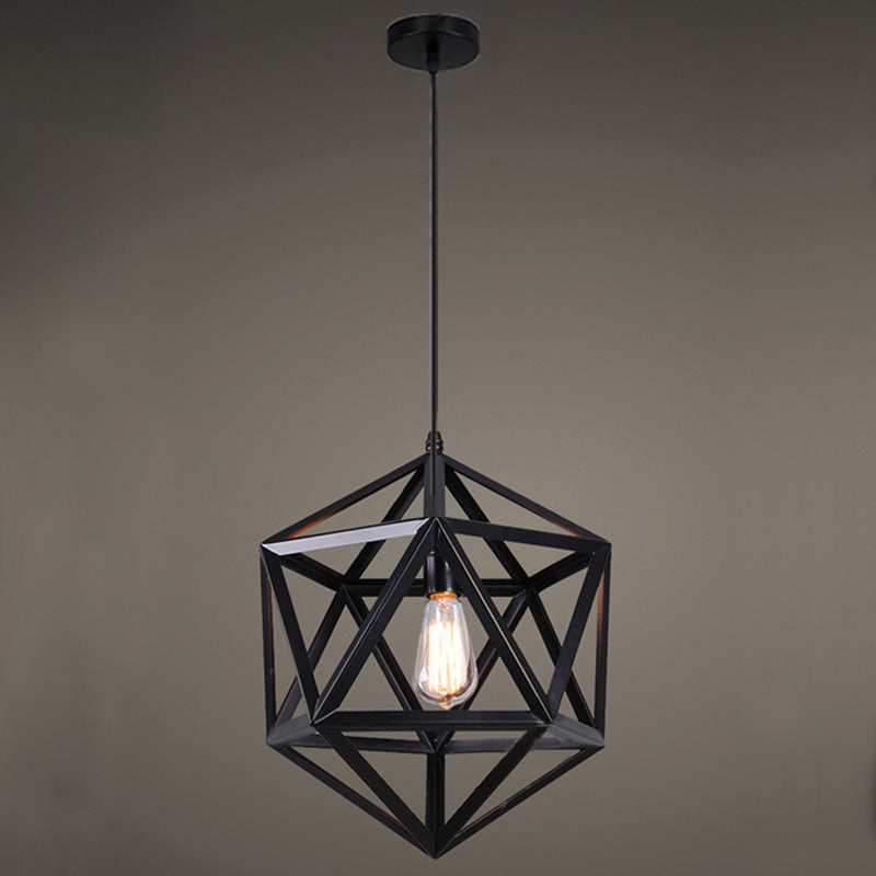 Geometrische metalen hanglamp verlichtingsarmatuur Vintage Style Restaurant Hangend plafondlicht in zwart