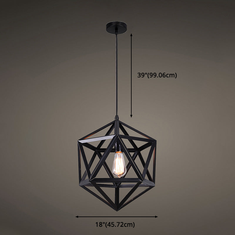 Geometrische metalen hanglamp verlichtingsarmatuur Vintage Style Restaurant Hangend plafondlicht in zwart