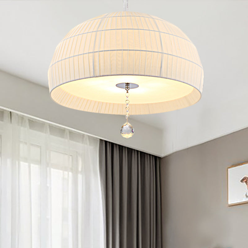 Minimalism Domed Hanging Light with Acrylic Diffuser 5 Lights Bedroom Chandelier Light Fixture in White