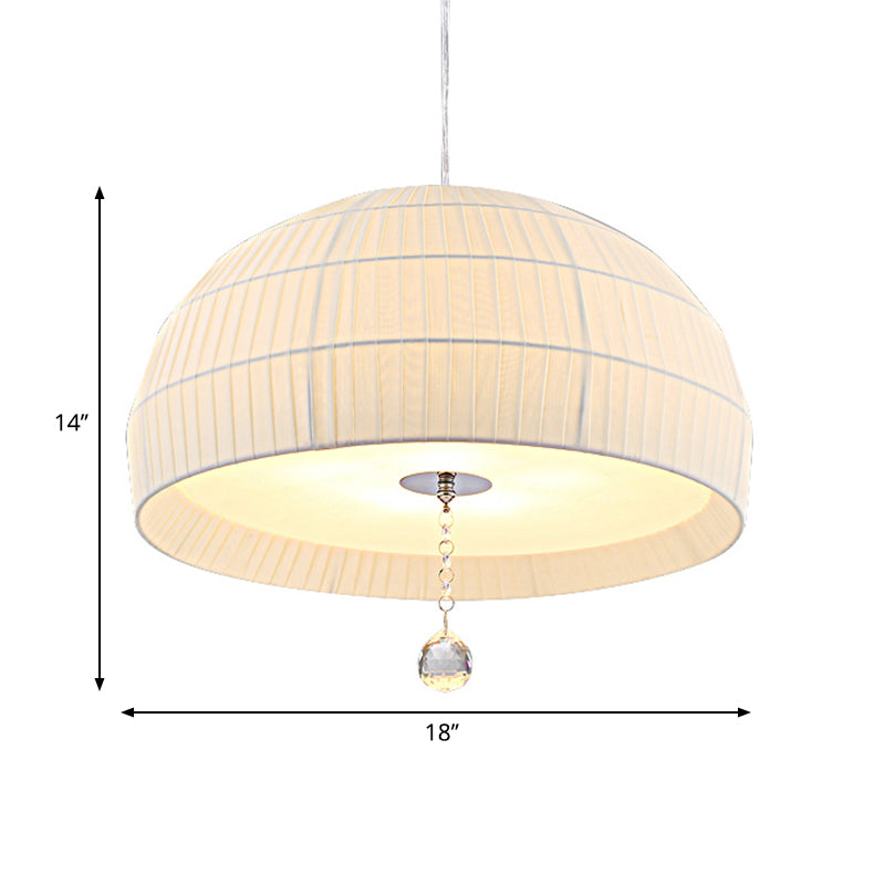 Minimalism Domed Hanging Light with Acrylic Diffuser 5 Lights Bedroom Chandelier Light Fixture in White