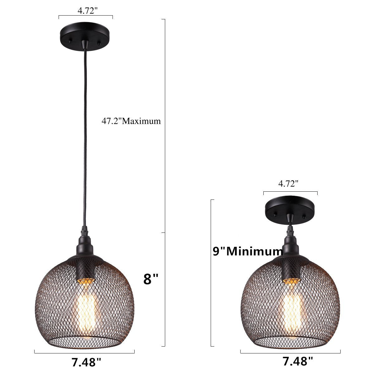 Globe Metall Anhänger Beleuchtungsbehandlung Retro Wohnzimmer Anhänger Leuchte in Schwarz