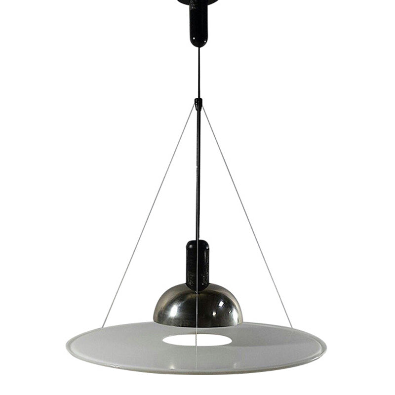 Metal Circle Hanging Pendant Light Modern Style Silver Down Lighting Pendant for Dinning Room