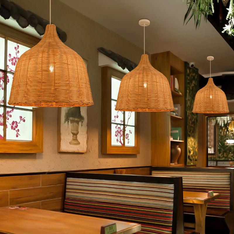 Bell Pendant Light Aymture Asia Rattan suspendu suspendu pour le restaurant