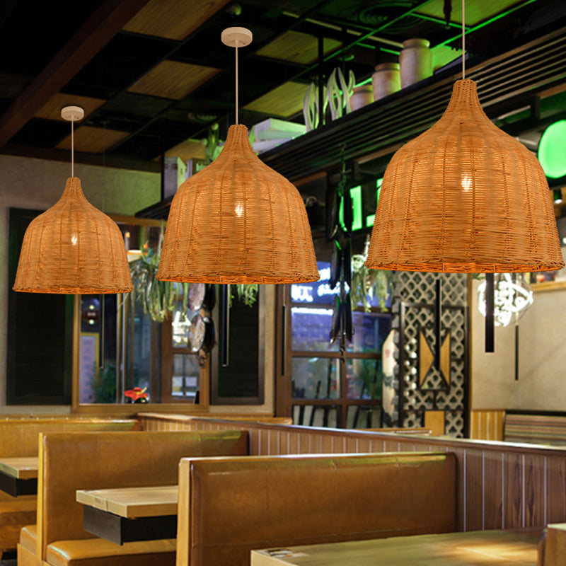 Bell Pendant Light Aymture Asia Rattan suspendu suspendu pour le restaurant