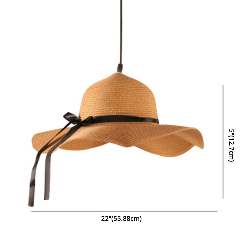 1 a forma di cappello leggero illuminazione a ciondolo sud-est asiatico rattan a soffitto a soffitto per il ristorante