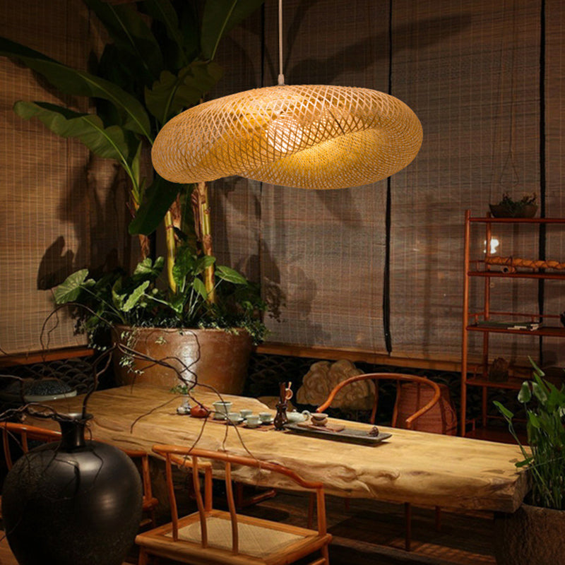 Swirl Hanging Pendant Lights Chinese Rattan Pendant Ceiling Lights for Restaurant