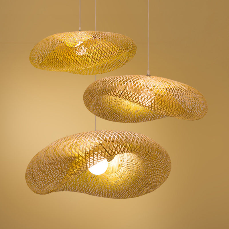 Swirl Hanging Pendant Lights Chinese Rattan Pendant Ceiling Lights for Restaurant