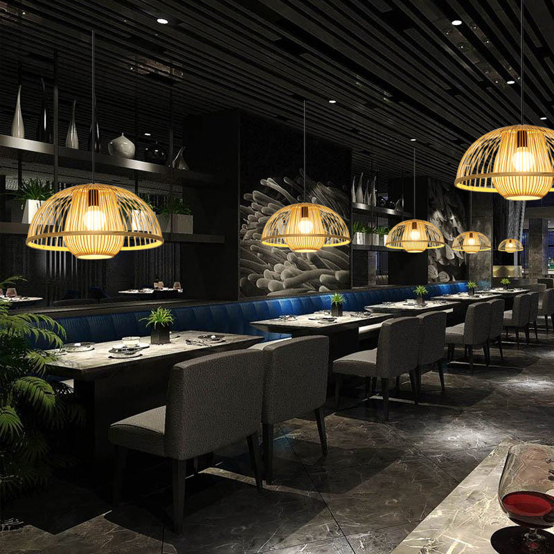 1 Light Appeding Light Freepsument Bamboo Cince Bamiling Light for Restaurant