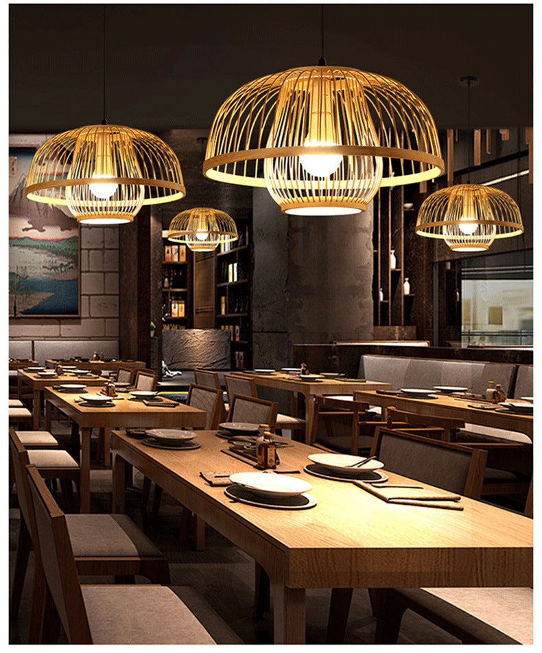 1 Light Appeding Light Freepsument Bamboo Cince Bamiling Light for Restaurant