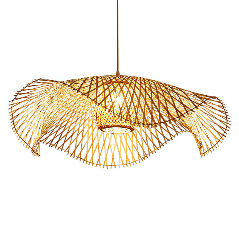 1 Light Swirl Hanging Ceiling Lights Chinese Bamboo Hanging Light Fixtures for Living Room