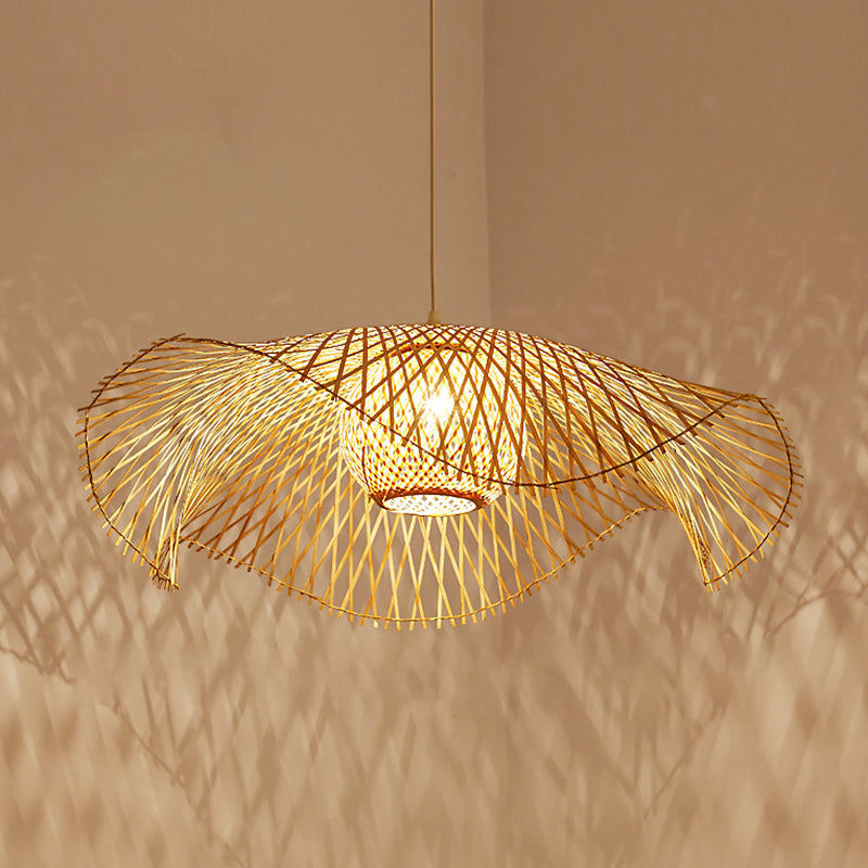 1 Light Swirl Hanging Ceiling Lights Chinese Bamboo Hanging Light Fixtures for Living Room